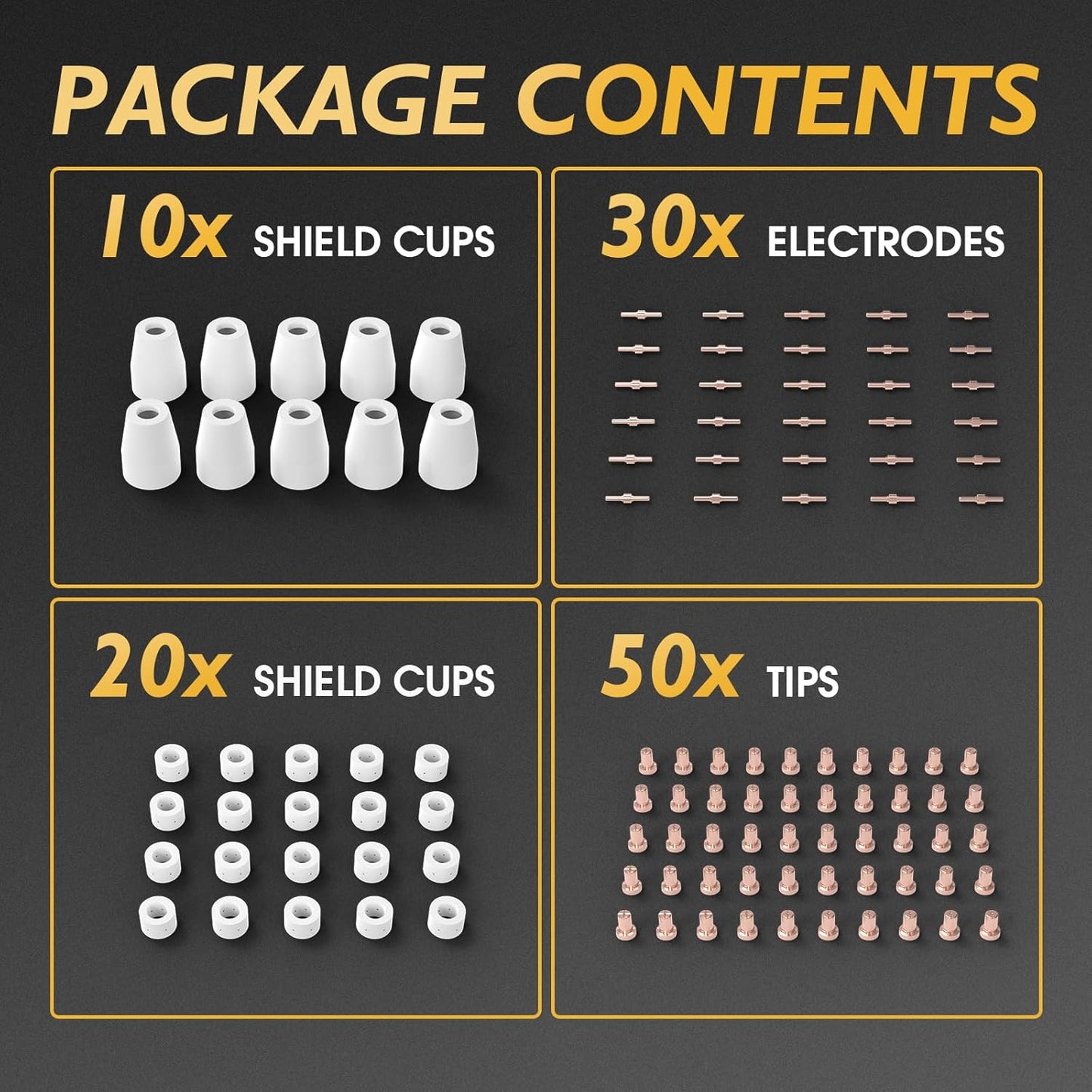 TOOLIOM 110Pcs Plasma Cutter Torch Consumables PT31 Electrode Nozzles Cups Kit Fit CUT40 CUT50 with Plasma Cutting Torch PT31 LG40