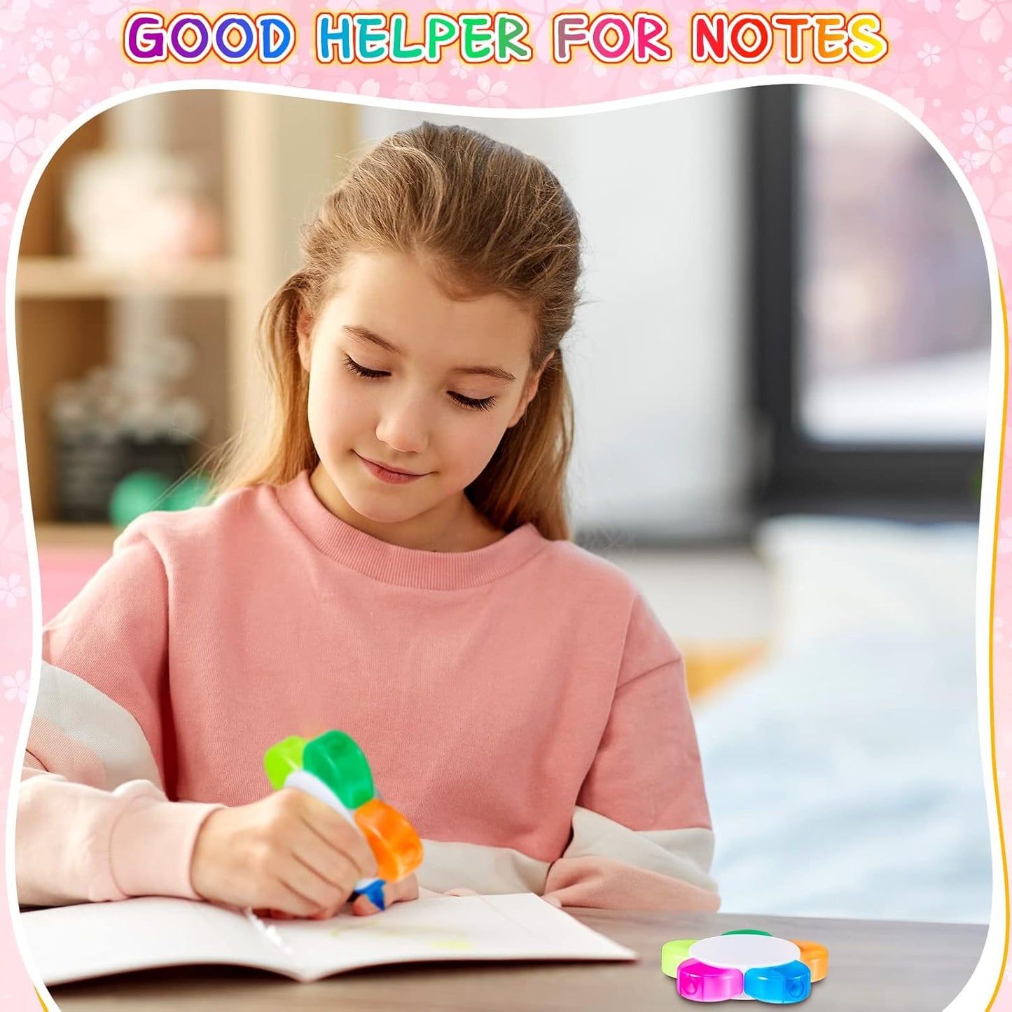 Outus 100 Pieces Petals Highlighters Assorted Colors Back to School Flower Shape Watercolor Highlighter Pens 5-in-1 Fluorescent Pens for Office School Stationery Aesthetic Supplies,5 Colors