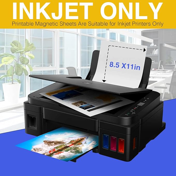 Printable Magnetic Sheet-70 Glossy White Sheets-Make fridge magnets, Personality Labels, Crafts-8.5" x 11",Suitbale For DYE Ink