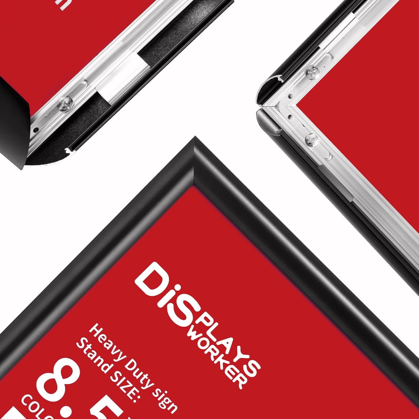 DISPLAYSWORKER Adjustable Heavy Duty Pedestal Sign holder floor Stand,sign stand poster stand Aluminum Snap Open Frame,Standing Floor for 8.5x 11 inch,Vertical/Horizontal View,Black