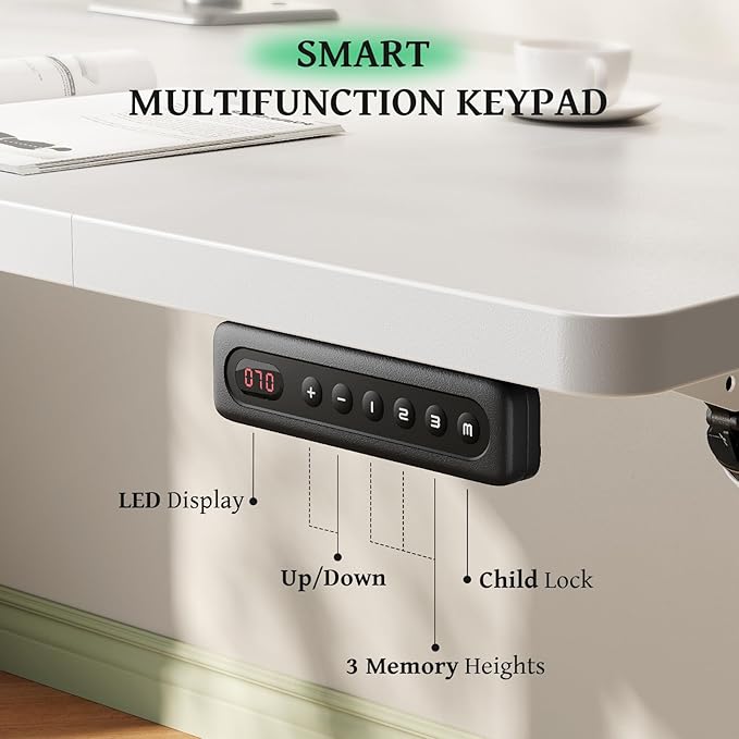 SIAGO Electric Standing Desk Adjustable - 48 x 24 Inch Sit Stand up Desk with Cable Management - 3 Memory Preset Adjustable Height Table