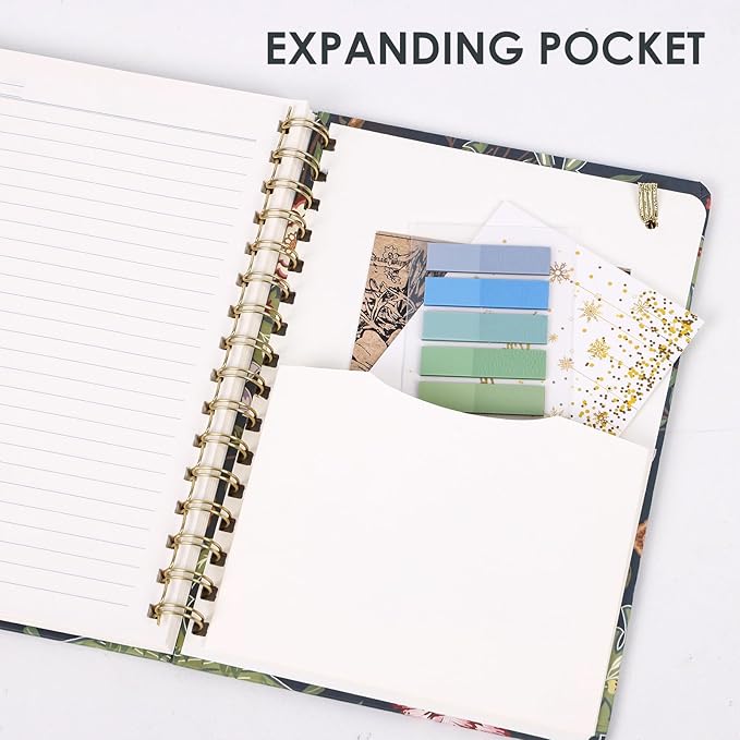 LABUK 3 Pack A5 William Morris Floral Notebooks for Women, 5.7" x 8.5" College Ruled Spiral Journals 160 Pages Hardcover with Back Pocket, Suitable for School, Office, Home and Beyond