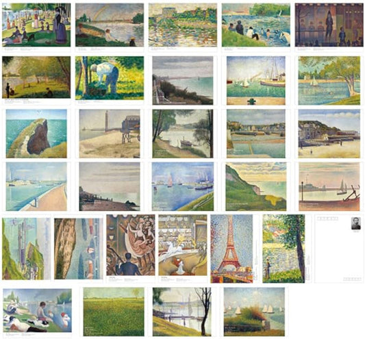 HOSTEESSCHOICE Vintage Art Postcards set of 30 Post card of France Artist Georges Seurat variety pack Famous Painting Scenery,4 x 6 Inches