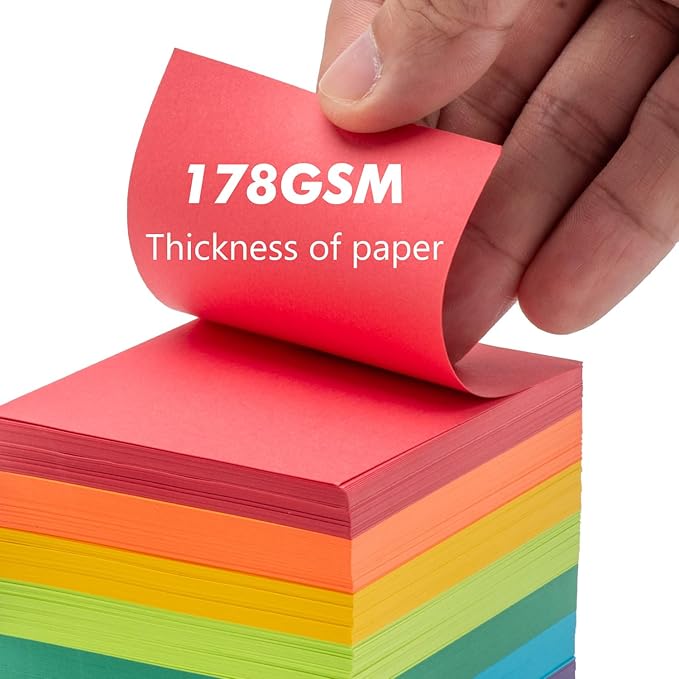 Index Cards 280-Count 2.5x3 Inch,178GSM Heavyweight Set of 7 Colors Paper Multicolor Study Cards (Rainbow)