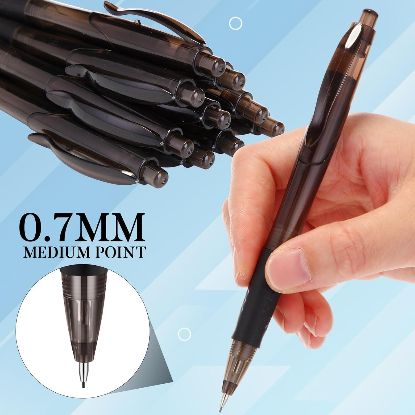 240 Pcs 0.7mm Mechanical Pencils Bulk Set Include 120 Black Mechanical Pencil 120 HB Lead Refills for Art Office Classroom School Student Writing Drawing Sketching Supplies