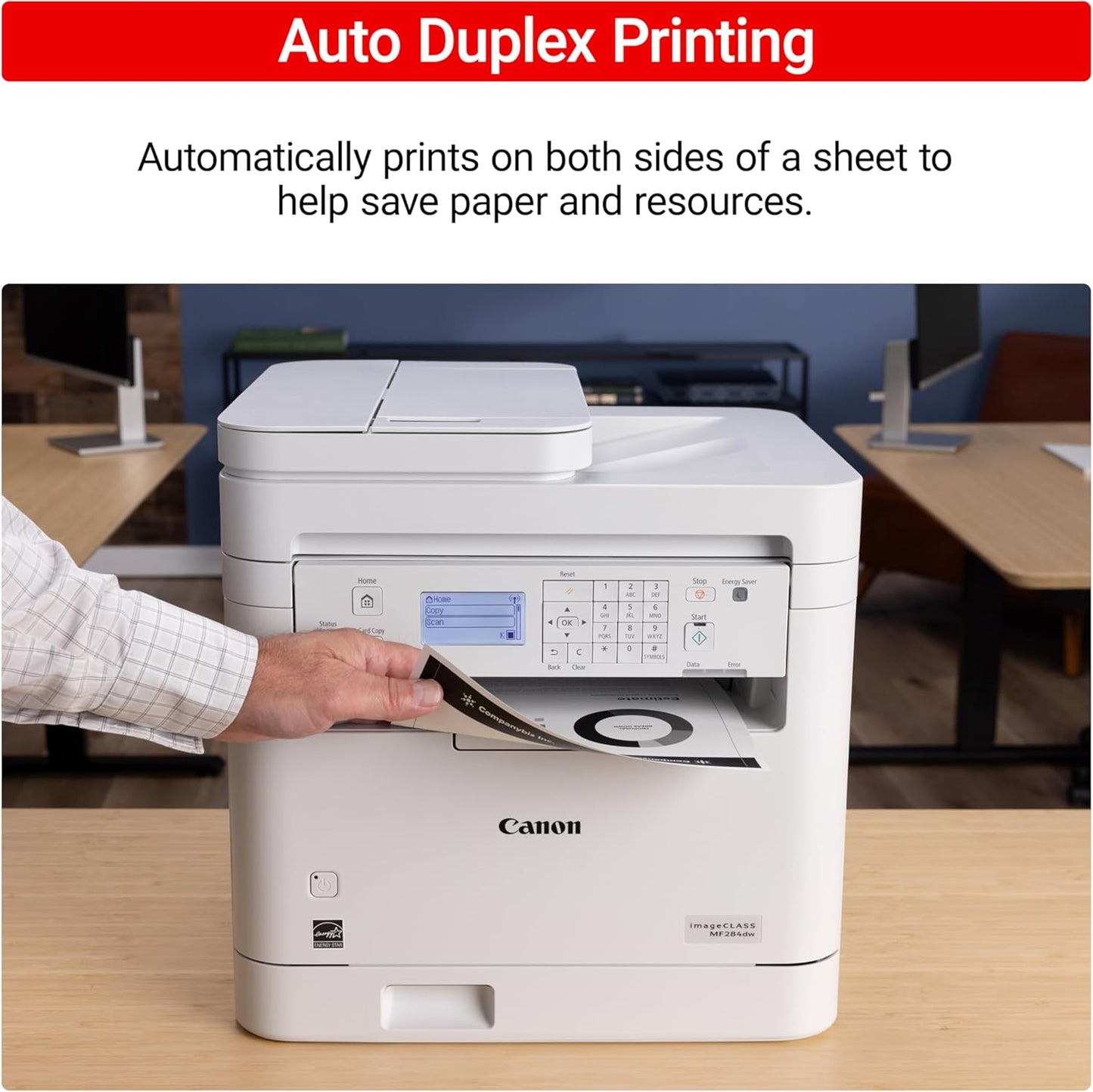 Canon imageCLASS MF284dw - Monochrome, Duplex, Wireless Laser Printer, Multifunction with Print, Copy, Scan, Auto Document Feeder, 1 Year Limited Warranty, 35 PPM, White