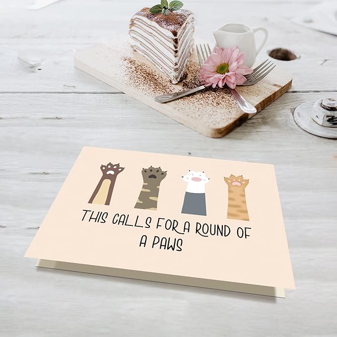 Supoeguk Funny Graduation Card for Friends, Cute Paws Congratulations Card for Him Her, Lovely Proud of You Card, New Job Card