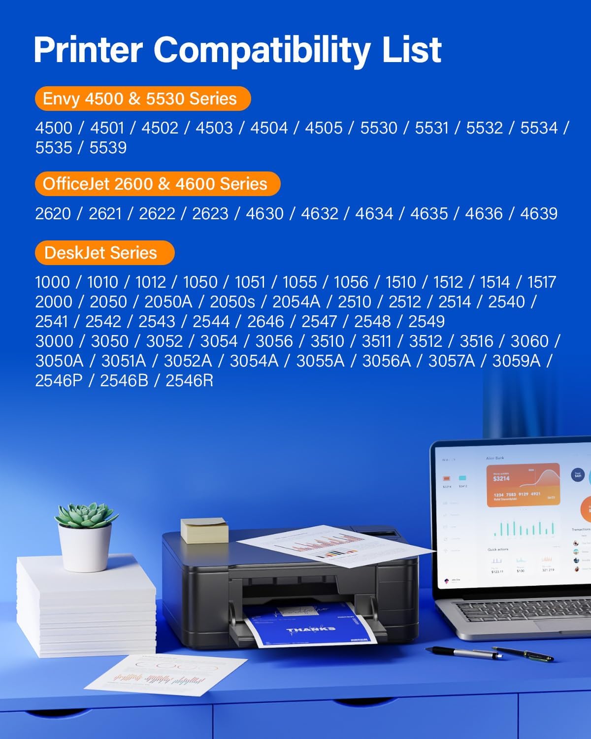 61XL Ink Cartridge High-Yield Combo Pack Replacement for HP 61XL 61 Ink DeskJet 1000 1010 1050 1510 1512 2050 2510 2540 3000 3050 3510 Envy 4500 5530 4502 OfficeJet 2620 4630 4635 Printer Black Color