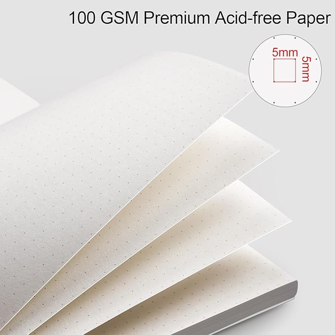 AHGXG Bullet Dotted Journal - Dot Grid Spiral Notebook B5, 140 Pages, 100 GSM Thick Paper, Waterproof Plastic Cover Journals for Bullet Journaling, Sketching, 7.6" x 10", Transparent