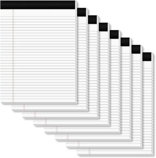 Legal Pads 8.5 x 11 Note Pads 8.5 x 11 Wide Ruled Notepad Lined Paper Writing Pads for Home, School, Office Use, 80gsm Perforated Legal Pad - Sturdy Cardboard Backing Support, 8 Pack (30 Sheets/Pad)