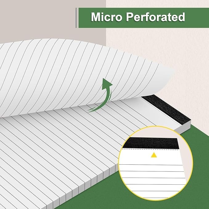 8 Pack Legal Note Pads 5 x 8 Inch Small Writing Pads College Ruled Notepad, White Legal Pads for Work or School, 30 Sheets/Pad, Perforated Recycled Note Paper for Note-Taking, Grocery List