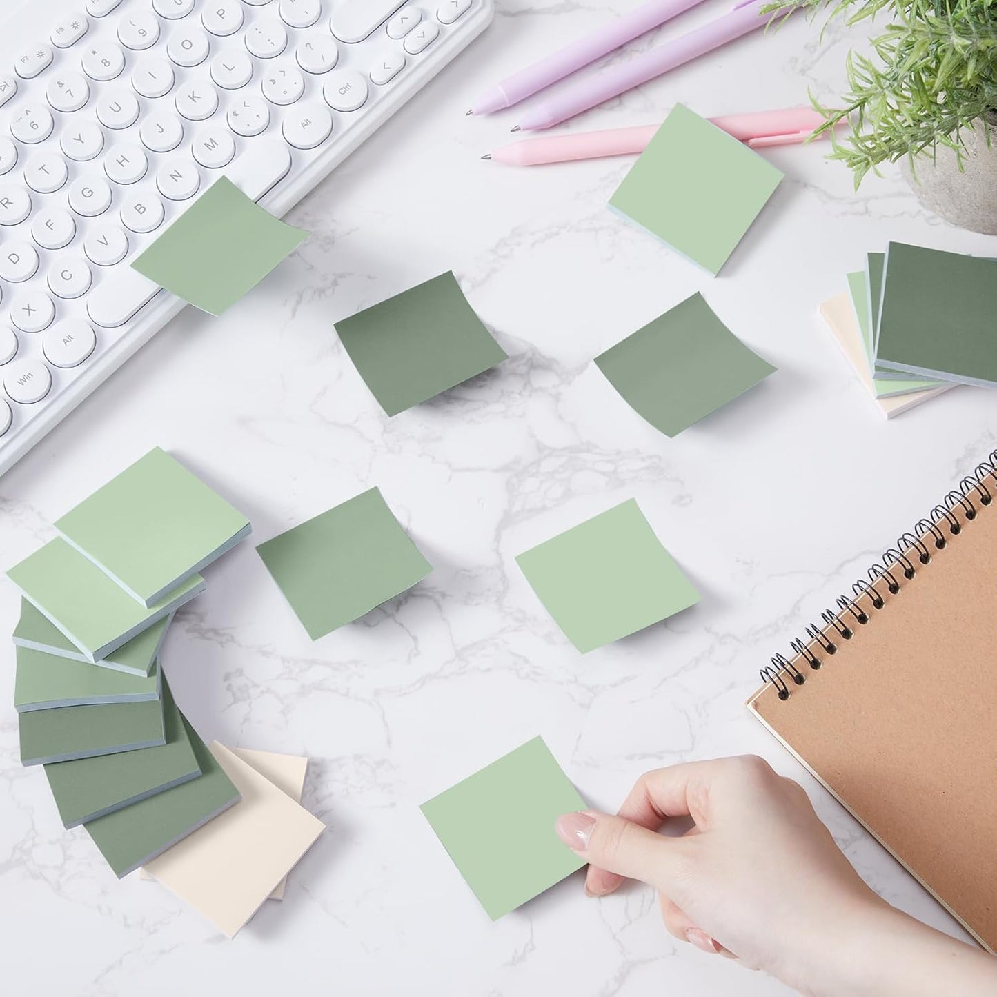 Fainne 24 Pack Sticky Notes Bulk Back to School Supplies Self Stick Note Pads Paper Memo for Office First Day of School Student Teacher Essentials (2 x 2 Inches,Green)