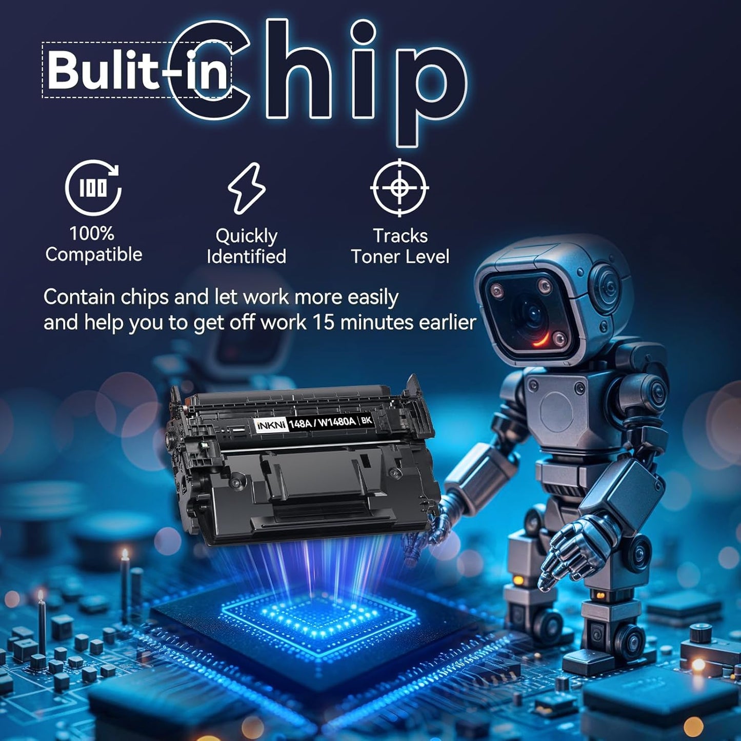 148A Toner Cartridge Black with Chip - Compatible Replacement for HP 148A 148X W1480A W1480X for HP Laserjet Pro MFP 4101fdw 4001dn 4001n 4101fdn 4001dw Printer High Yield for Office Work - 2 Pack