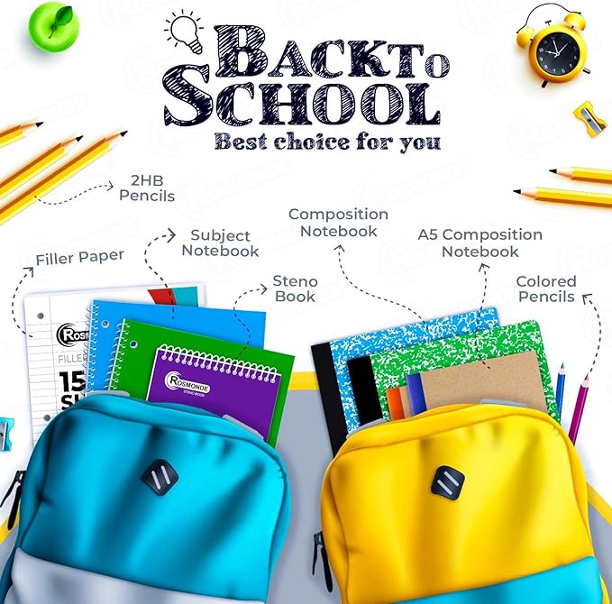 Spiral Notebook, 12 Pack, 1 Subject, College Ruled, 70 Sheets, 8 x 10-1/2", 3 Hole Punched, Bulk College Ruled Spiral Notebook for School, Single Subject Spiral Notebook Bulk, Assorted Colors