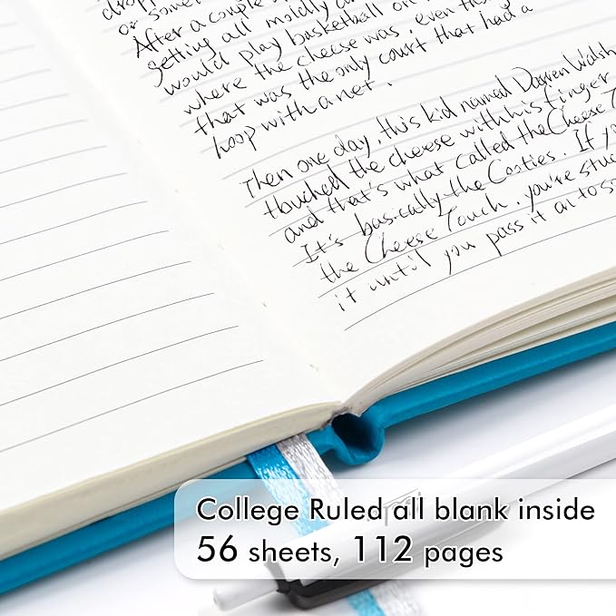 feela 15 Pack Pocket Small Notebooks Bulk, Mini Cute Notepads Hardcover College Ruled Lined Journals with Pen Holder for School Business Memos, with 15 Black Pens, 3.5”x 5.5”, A6, Teal