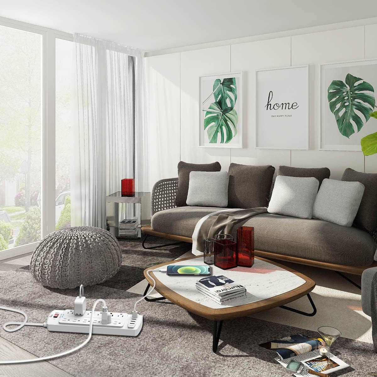 Power Strip, Tcstei Surge Protector with 12 Outlets and 4 USB Ports, 20 Feet Extension Cord (1875W/15A) for Home, Office, Dorm Essentials, 2700 Joules, ETL Listed, White