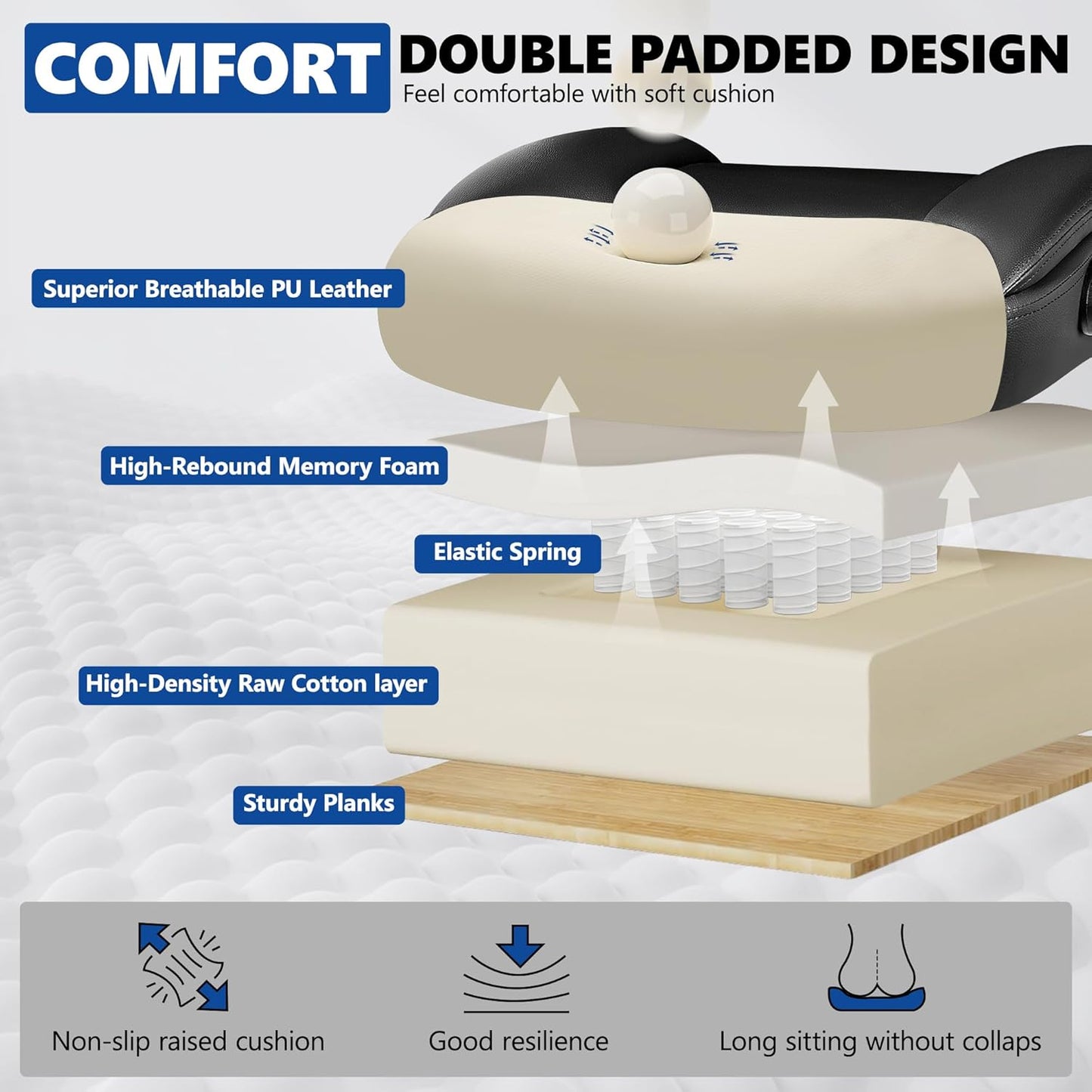 PU Leather Executive Office Chair, Ergonomic High-Back Computer & Gaming Chair with Adjustable Height, Rolling Swivel & Flip-Up Armrests, Comfy Padded Seat for Home Office-Black