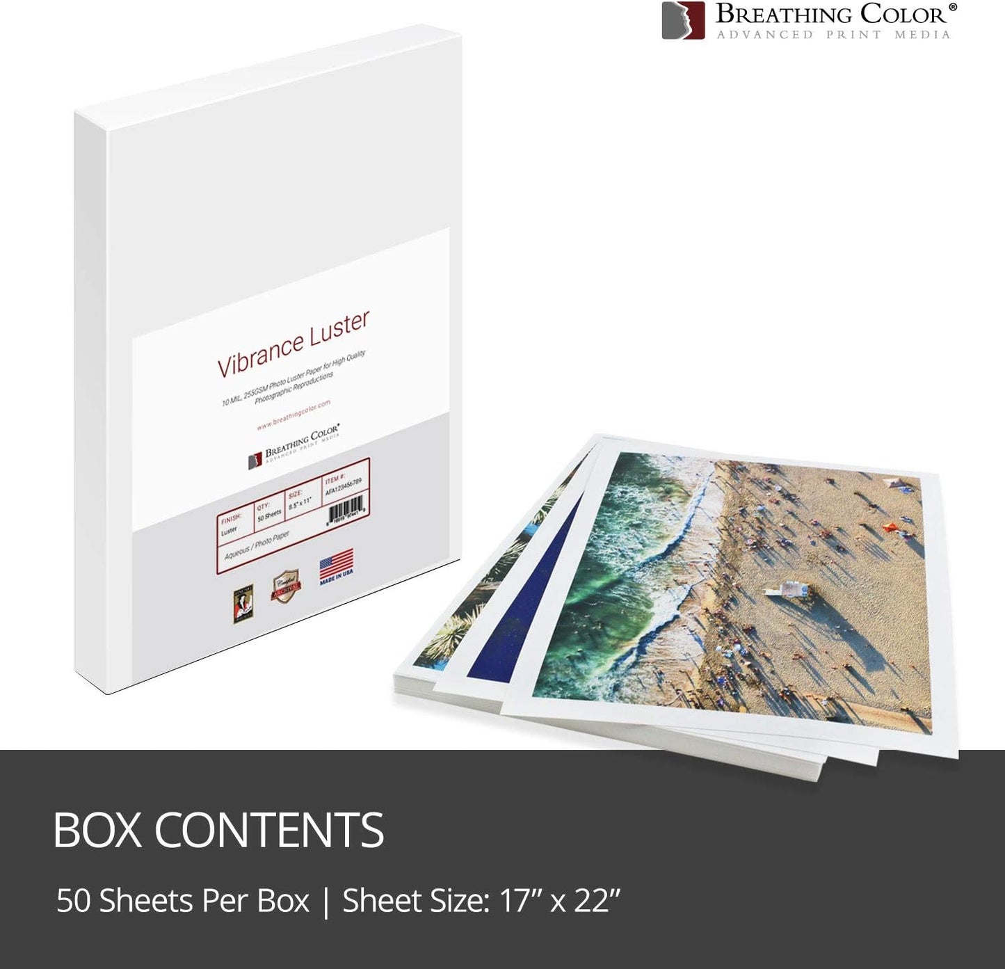 Vibrance Luster Photo Printer Paper 10 mil 255 gsm Luster Finish Premium Photo Paper Sheets 17 inches x 22 inches 50 sheets Works with All Inkjet Printers Including Professional Makes and Models