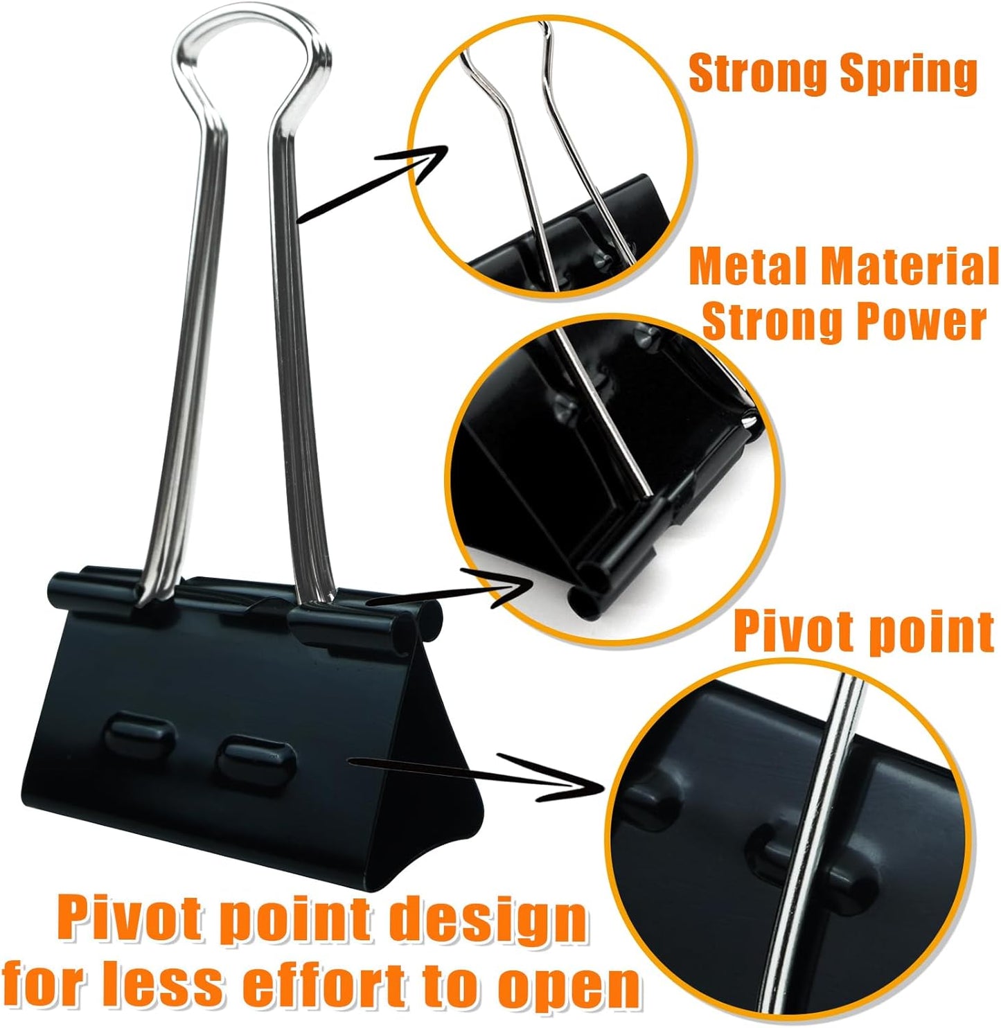 48Pcs Binder Clips(2 Inch), Upgrade Large Binder Clips Heavy Duty Paper Clamps for Office and Home Supplies