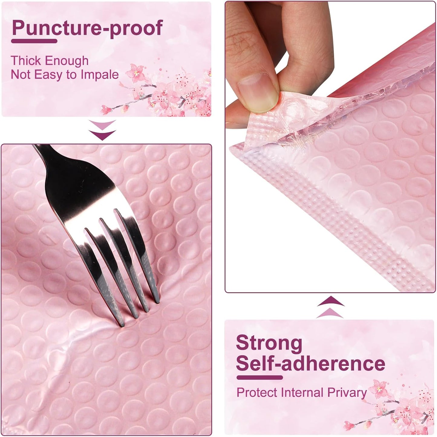 10.5x16 Poly Bubble Mailers #5 Padded Envelopes, 25Pcs Self Seal Mailing Envelopes Bubble Padded Mailers (Pink)