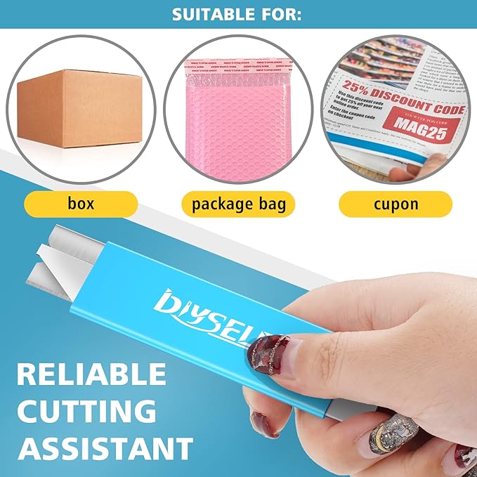 DIYSELF Box Cutters, 12 Pack Box Cutter Retractable, Box Cutters Knife with Single Edge Razor Blade, Utility Knife All Metal Shell, Letter Opener for Packages, Boxes, and Paper