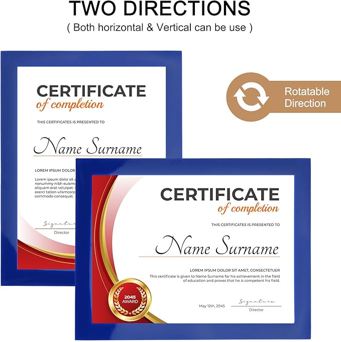 uxcell 5 Pcs Magnetic Sign Holder, 5" x 7" Self-Adhesive Magnetic Wall Signs Holder Magnetic Picture Frame Document Holder for Home Office Wall Window Displays, Dark Blue