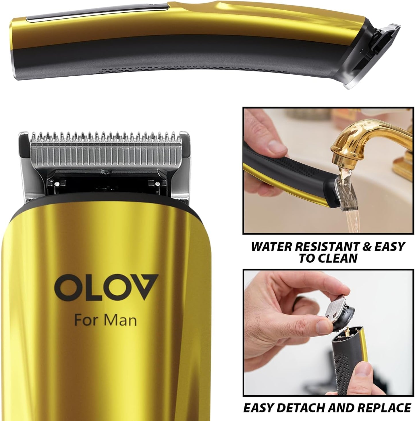 Beard Trimmer, 21 Piece Mens Grooming Kit and Hair Clipper, Cordless Rechargeable Electric Razor for Beard, Face, Nose, Hair Trimmer, Gold