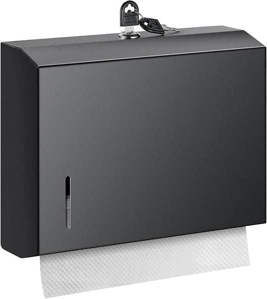 Wall Mounte Commercial Paper Towel Dispensers, 10.4" L x 3.3" D x 8.3" H, Stainless Steel C-Fold Multifold Hand Paper Tissue Holder with Lock