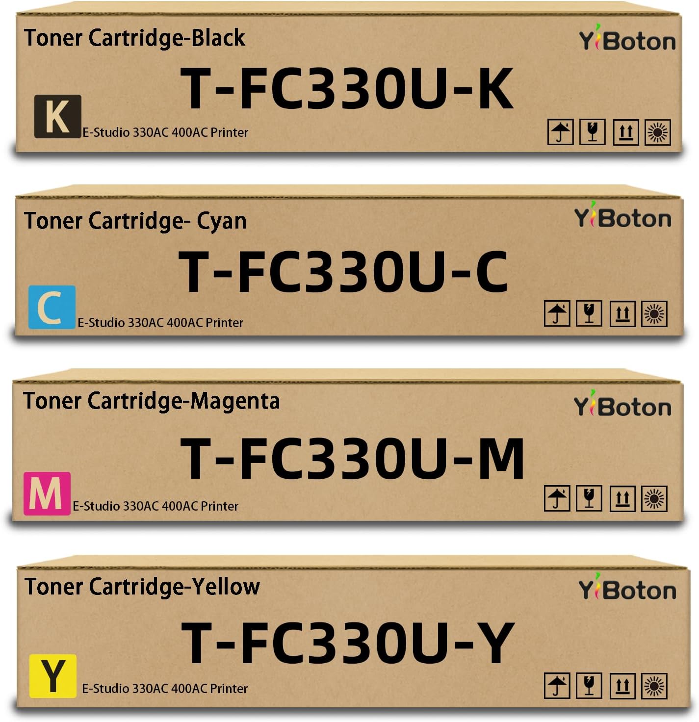 High Yield TFC330U T-FC330U Toner Cartridge Replacement for Toshiba T-FC330U-K T-FC330U-C T-FC330U-M T-FC330U-Y Toner Compatible for Toshiba Work with E-Studio 330AC 400AC Printer (4 Pack)