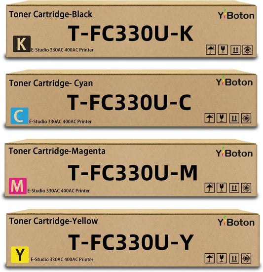 High Yield TFC330U T-FC330U Toner Cartridge Replacement for Toshiba T-FC330U-K T-FC330U-C T-FC330U-M T-FC330U-Y Toner Compatible for Toshiba Work with E-Studio 330AC 400AC Printer (4 Pack)