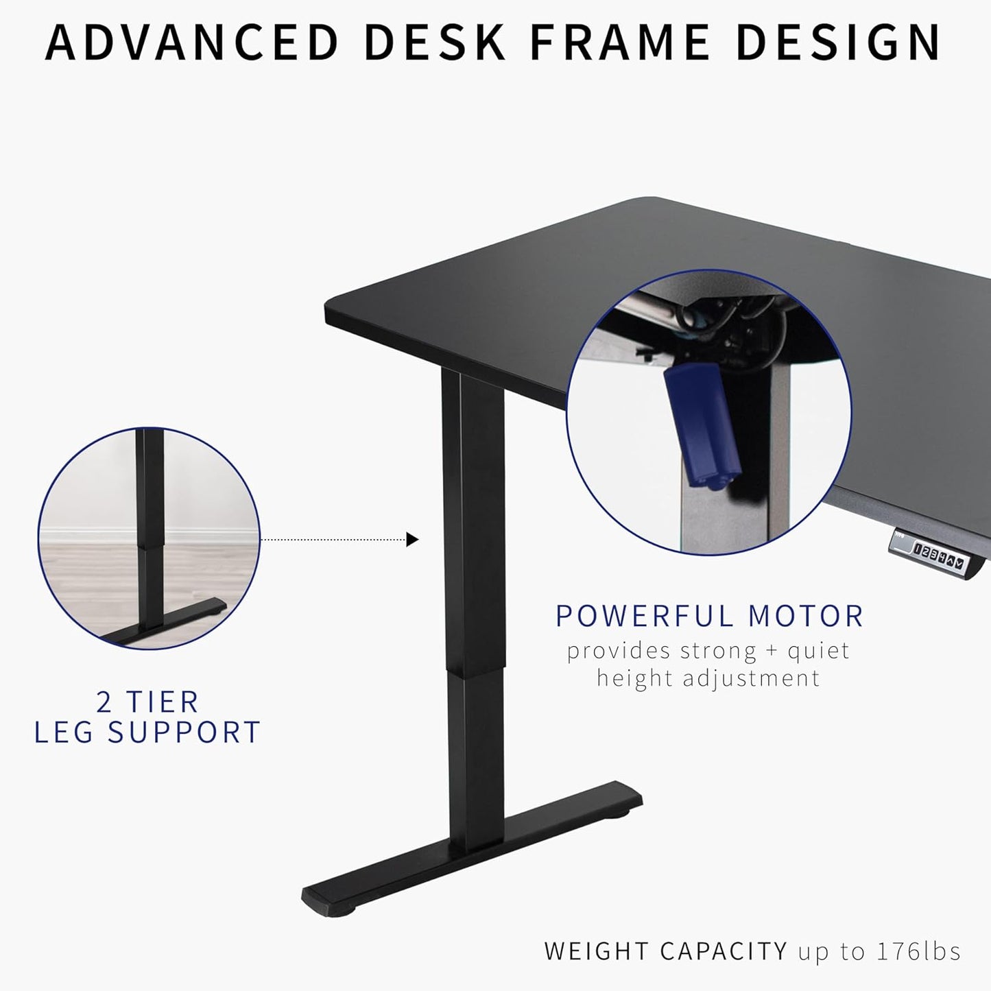 VIVO Electric 60 x 24 in Standing Desk, Memory Height Adjustment, 1B Series, One-Piece Light Wood Top, Black Frame, DESK-KIT-1B6C