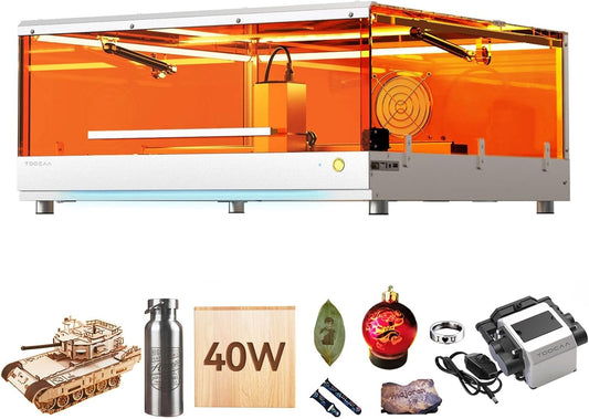 TOOCAA 40W Laser Engraver and Cutter Machine with No-Charge Software Air Assist,22" x 22" Bed Size, Enclosed Laser Engraver Cutting Machine for Tumblers Wood Metal Acrylic Leather