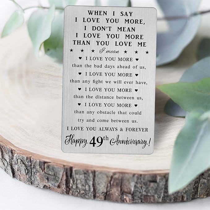 CPLJW 49 Year Anniversary Card Gifts for Him Her - Steel Card Gifts for Men - 49th Wedding Anniversary Wallet Card Gifts