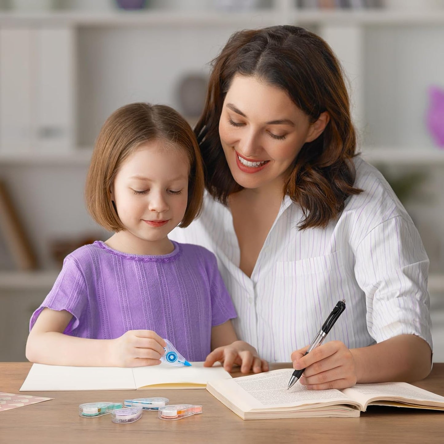 12 Pcs Colorful Core Correction Tape, 18.04 Ft White Wrong Out Tear-Resistant Bulk, Instant Corrections Easy To Use Applicator for School, Office, Note Taking, Journal (Tape Width 0.2 in)