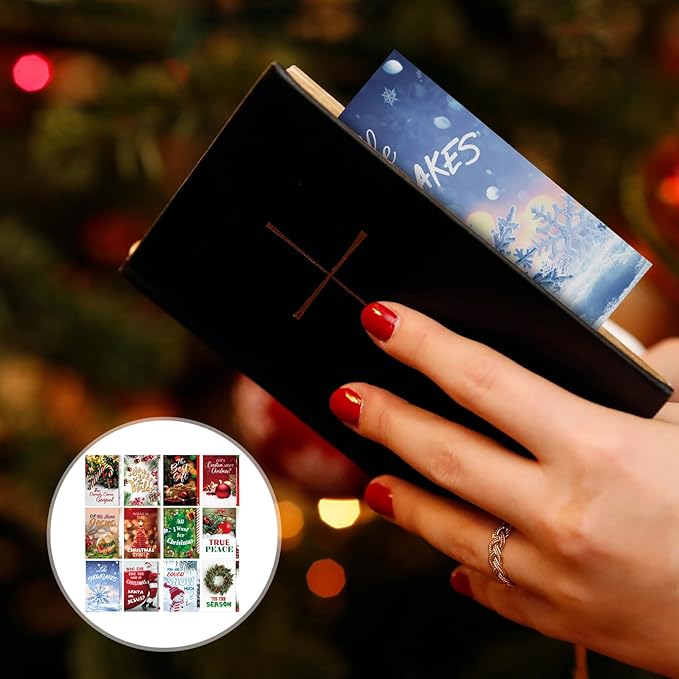 240 Pcs Gospel Tract Card 12 Styles Plan of Salvation Card Pocket Holy Postcard Christian Inspirational Bible Verse Bookmark for Christian Gift Women Men Ministering Tool(Christmas)
