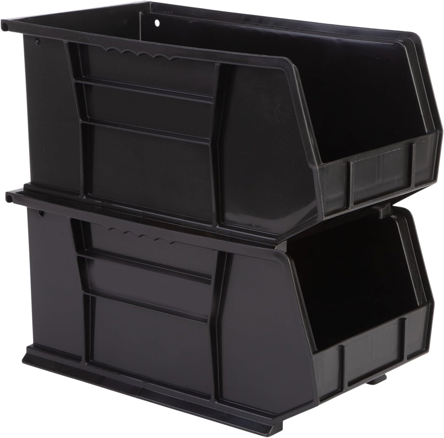 Hudson Exchange 15" x 8" x 7" (6 Pack) Plastic Stackable Storage Bin and Hanging Container, Black