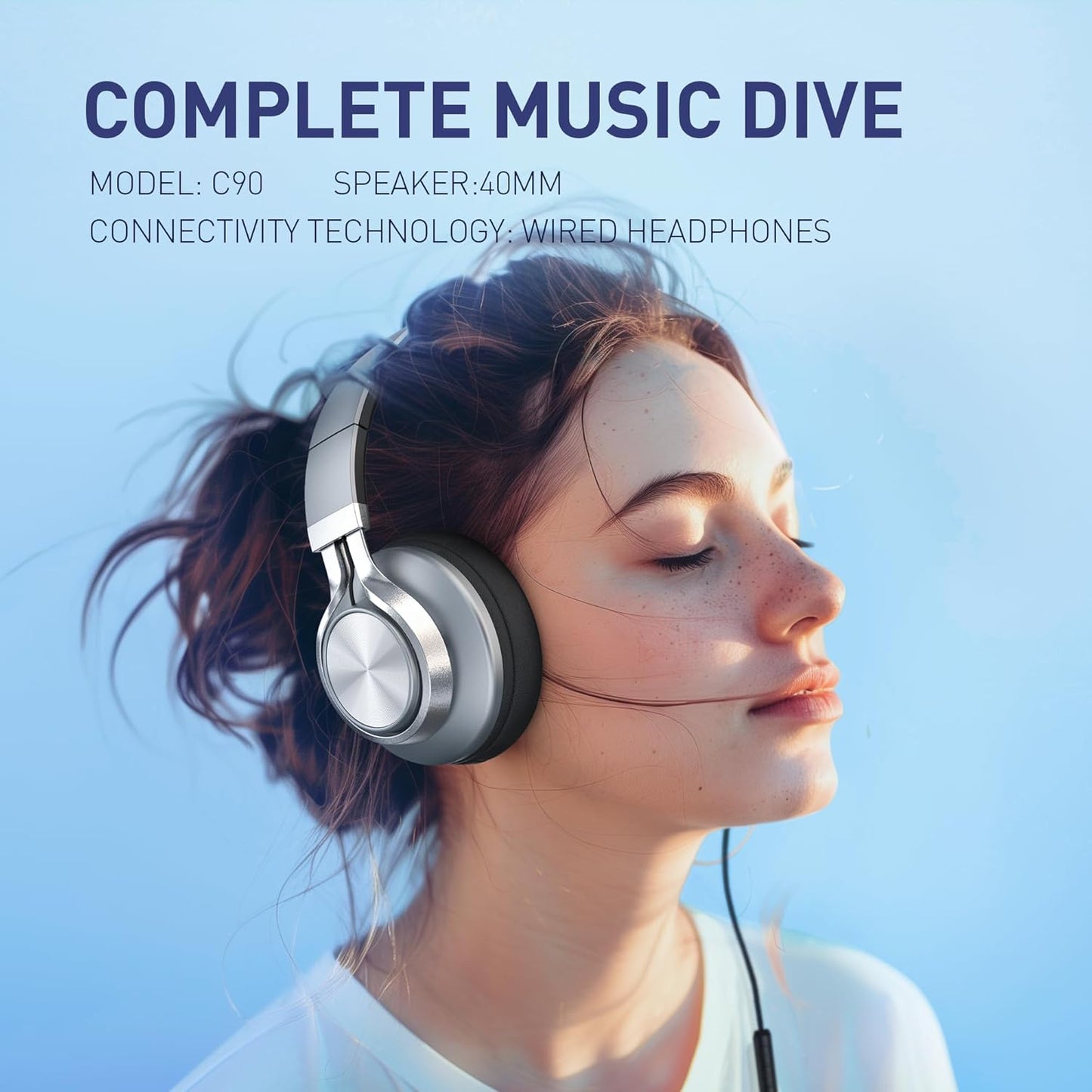 AILIHEN C90 Wired Headphones with Microphone Volume Control, Noise Reduction Over Ear Headphones Wired 3.5mm, Super Soft Corded Headphone for Cellphones, Tablet and Chromebook (Grey)