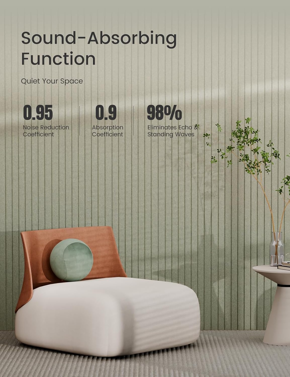 Bumusty Large Cork Board Alternative-36 x24 Felt Bulletin Board Tiles, with 30 Pushpins, 40 Adhesive Tabs, 6-Pack Slat Wall Paneling, Cork Boards for Office Push Pin Board Felt Board-Sage