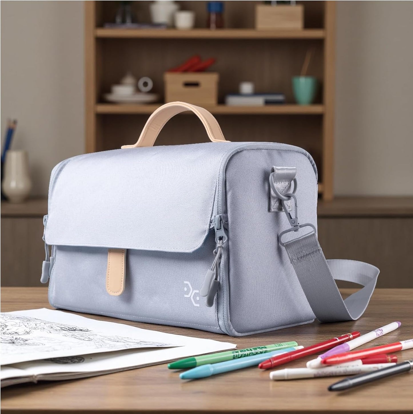 Marker Pens Storage Tote Handbag, Up to 160 Pens, Crossbody Bags Causal Shoulder Bag for Artists,Hobbyist