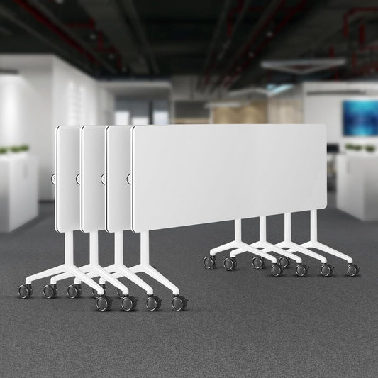 Folding Conference Room Tables 6 Pack, Foldable Modern Mobile Meeting Table Desk Training Table 6FT Large Rolling OfficeTable for Conference Training Classroom (4, 55" * 23.6" * 29.5")
