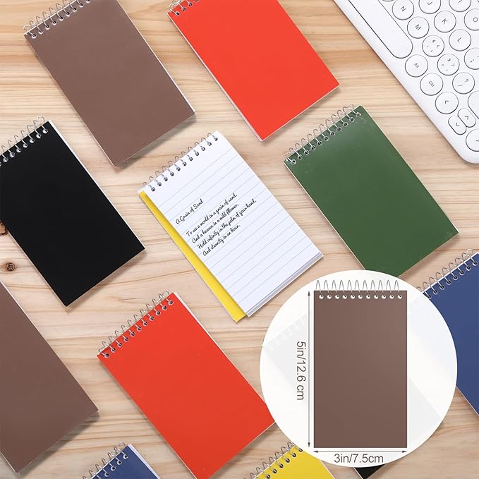 48 Pcs Small Pocket Notebooks 3 x 5 Inch Mini Memo Spiral Notepads Top Bound College Ruled Lined Note Pads for Back School Office Journaling Noting, 75 Sheets/Pad (Classic Color)