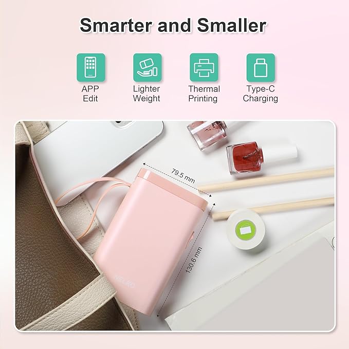 Nelko Label Maker Machine with Tape, P21 Bluetooth Label Printer, Wireless Mini Label Makers with Multiple Templates for Organizing Office Home, Pink