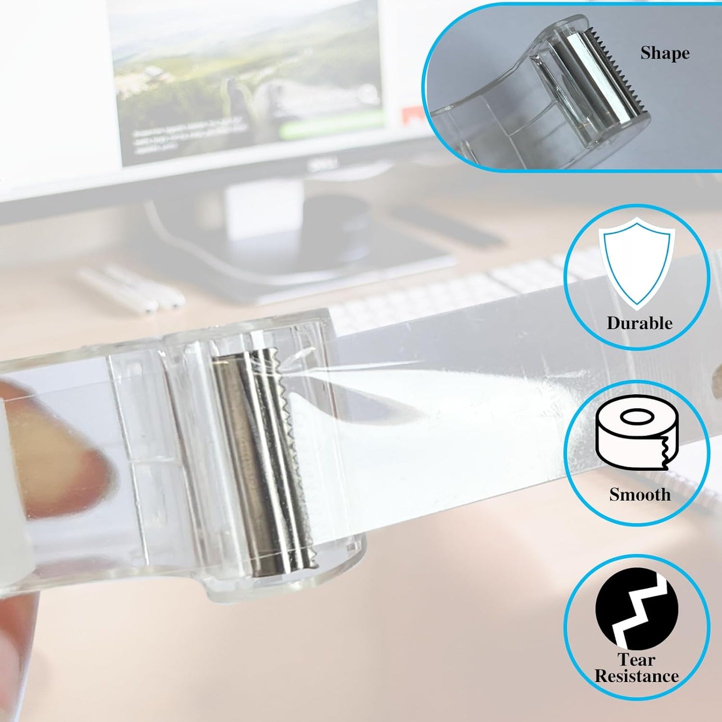 Tape, Clear Tape,Transparent Tape for Office Supplies and School Supplies,Glossy Finish,3/4 in x 720 in, Dispensered, 16 Pack