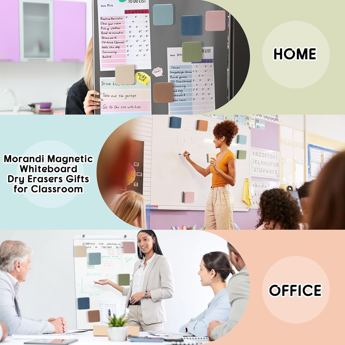 Marspark 48 Pack Mini Magnetic Whiteboard Eraser for Classroom Mini Dry Erase Board Erasers 6 Morandi Color Aesthetic Teacher Supplies Chalkboard Cleansers for School Classroom Office 2 x 2 Inch