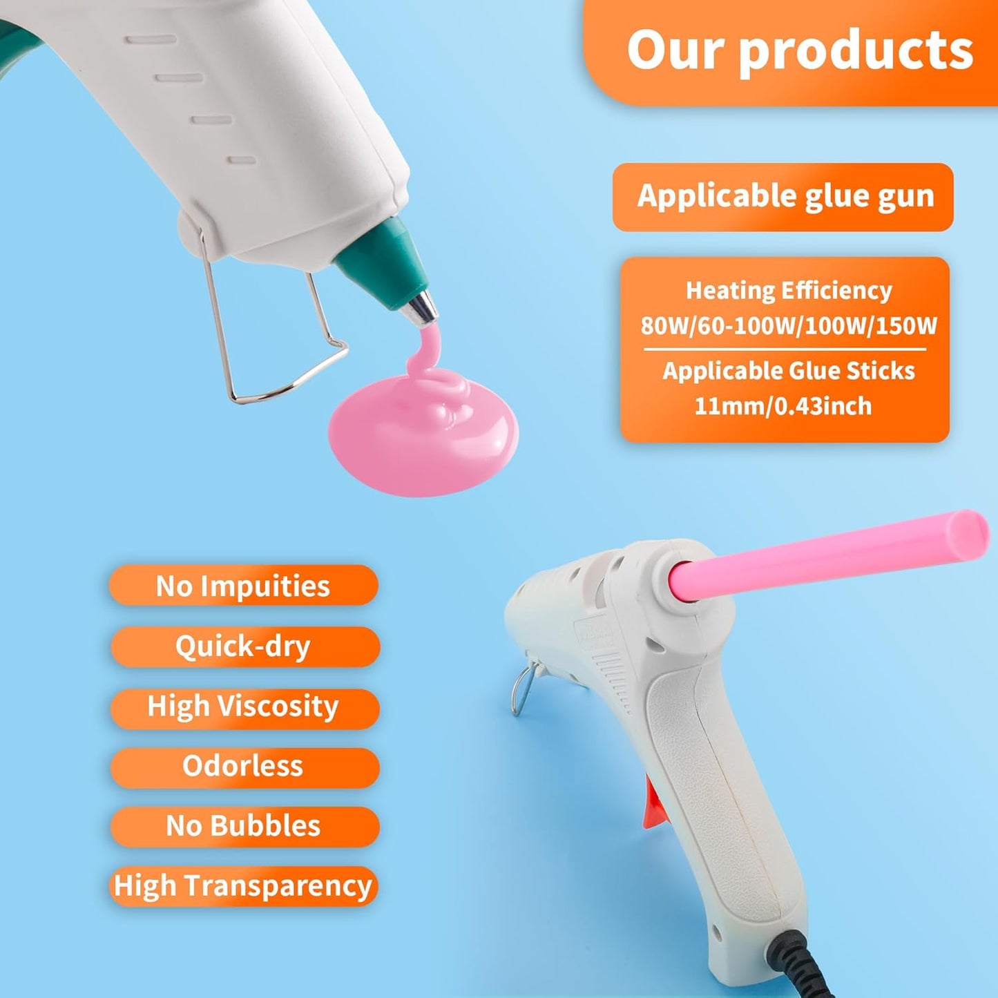 MATUFF Pink hot Glue Sticks Full Size 0.43” Dia x 8” Long, 52 pcs Hot melt Adhesive Glue Sticks, All-Purpose Colored Glue Gun Sticks for Christmas Decoration Crafts Arts School Home Repair Bonding