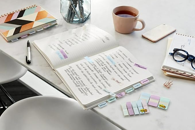 Post-it® Pastel Color Tabs, Gradient Blue, Pink, Clear, 36 Tabs/Pack