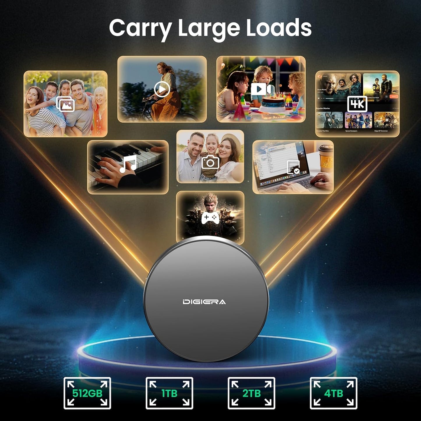 4TB Magnetic Portable SSD, External Solid State Drives with USB-C 3.2 Gen 2x2, Speed Up to 2000MB/s, Compact & Durable, Compatible with iPhone 15/16 Series and Other USB-C Devices, Grey