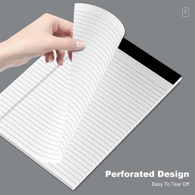 Legal Pads 8.5 x 11 Note Pads 8.5 x 11 Wide Ruled Notepad Lined Paper Writing Pads for Home, School, Office Use, 80gsm Perforated Legal Pad - Sturdy Cardboard Backing Support, 5 Pack (30 Sheets/Pad)