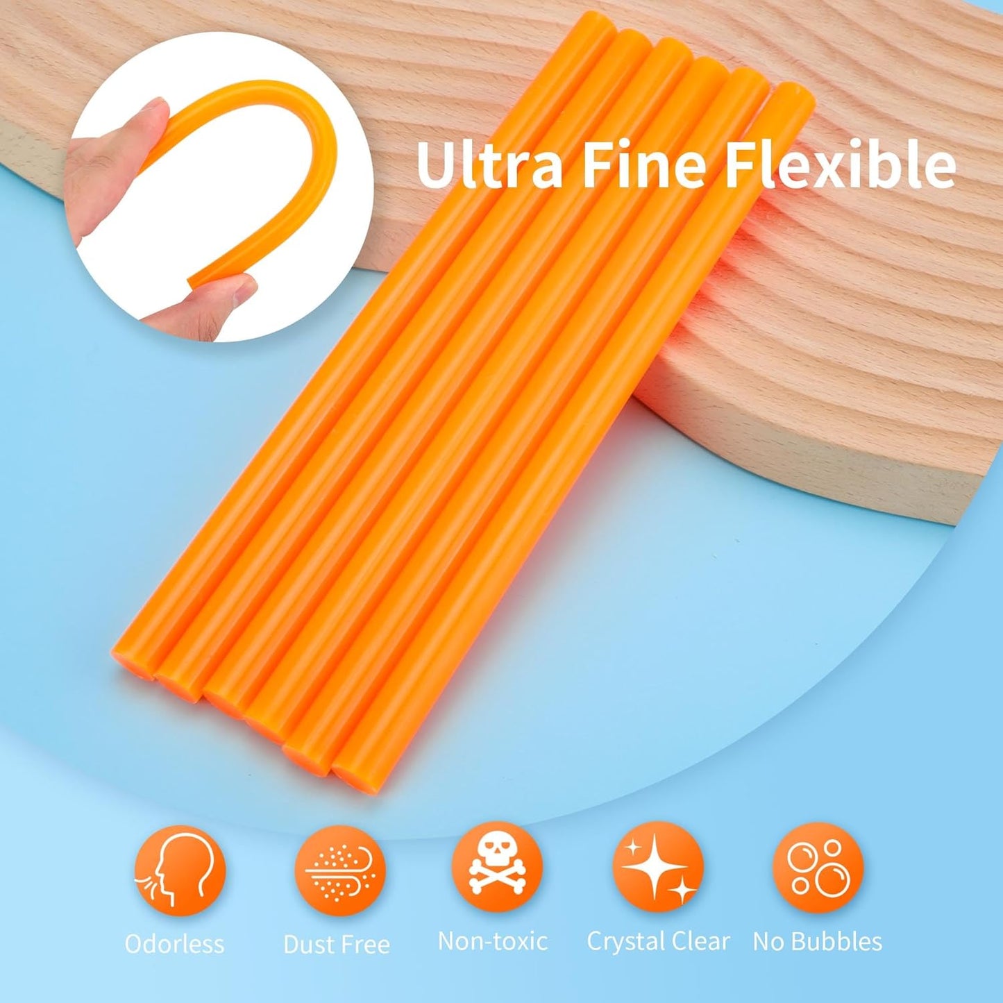 MATUFF 52 Pcs Orange hot Glue Sticks Full Size 0.43” Dia x 8” Long, Colored Hot melt Glue Sticks, All-Purpose Glue Sticks for Halloween Pumpkins Crafts Make, DIY Art Craft Repair Bonding