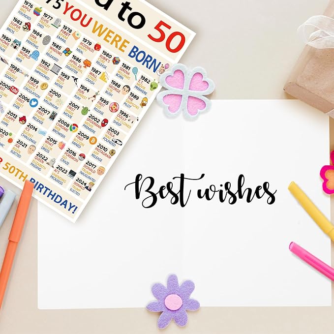 OJsensai Happy 50th Birthday Gifts for Women Men, Big 50 Years Old Birthday Card for Him Her, Best Fifty Bday Gifts Decorations for Mom Day Friends